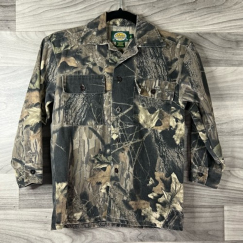 Cabela's Small Shirt Jacket Brown Camouflage Mid Length Hunting